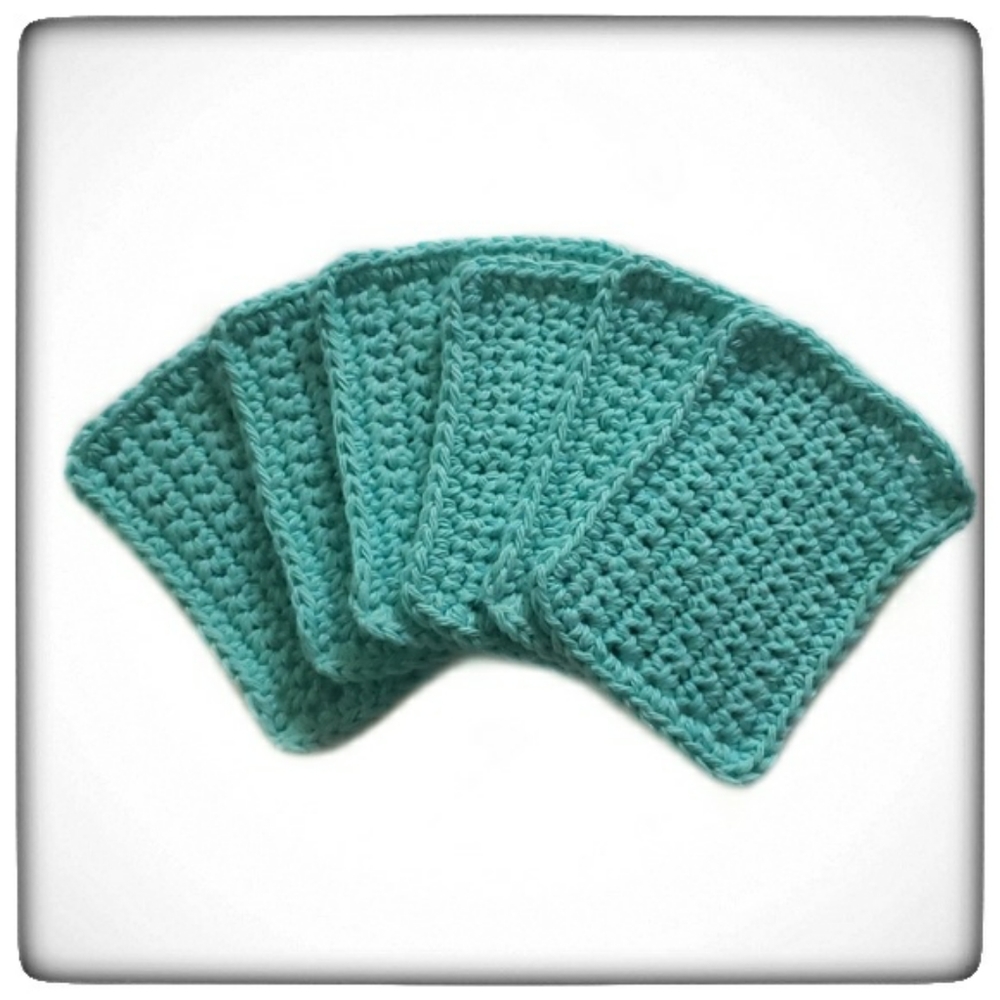 Reusable Eco Friendly Cotton Handmade Sponges-Set of 6-Seabreeze Blue